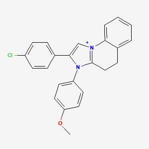 molecular formula C24H20ClN2O+ B1225532 2-(4-Chlorophenyl)-3-(4-methoxyphenyl)-4,5-dihydroimidazo[1,2-a]quinolin-10-ium 