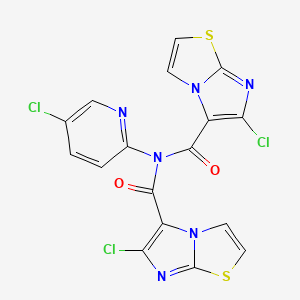 molecular formula C17H7Cl3N6O2S2 B1225533 6-chloro-N-[(6-chloro-5-imidazo[2,1-b]thiazolyl)-oxomethyl]-N-(5-chloro-2-pyridinyl)-5-imidazo[2,1-b]thiazolecarboxamide 