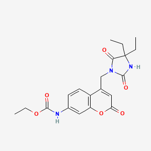 N-[4-[(4,4-diethyl-2,5-dioxo-1-imidazolidinyl)methyl]-2-oxo-1-benzopyran-7-yl]carbamic acid ethyl ester