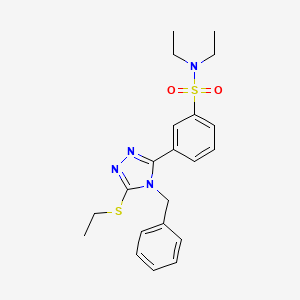molecular formula C21H26N4O2S2 B1225537 N,N-diethyl-3-[5-(ethylthio)-4-(phenylmethyl)-1,2,4-triazol-3-yl]benzenesulfonamide 