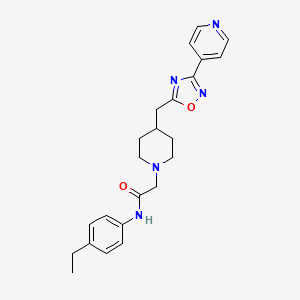 molecular formula C23H27N5O2 B12255373 N-(4-ethylphenyl)-2-(4-{[3-(pyridin-4-yl)-1,2,4-oxadiazol-5-yl]methyl}piperidin-1-yl)acetamide 