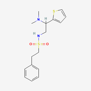 molecular formula C16H22N2O2S2 B12255380 N-(2-(dimethylamino)-2-(thiophen-2-yl)ethyl)-2-phenylethanesulfonamide 
