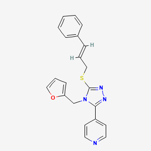 molecular formula C21H18N4OS B1225543 4-{4-(2-furylmethyl)-5-[(3-phenyl-2-propen-1-yl)thio]-4H-1,2,4-triazol-3-yl}pyridine 