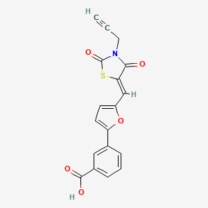 3-(5-{(Z)-[2,4-dioxo-3-(prop-2-yn-1-yl)-1,3-thiazolidin-5-ylidene]methyl}furan-2-yl)benzoic acid