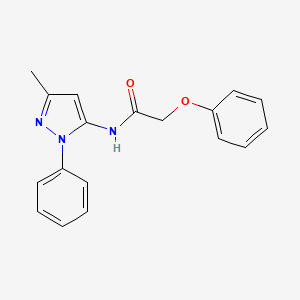 molecular formula C18H17N3O2 B1225547 N-(5-methyl-2-phenyl-3-pyrazolyl)-2-phenoxyacetamide 