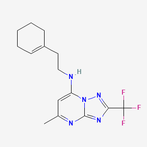 molecular formula C15H18F3N5 B12255489 N-(2-(cyclohex-1-en-1-yl)ethyl)-5-methyl-2-(trifluoromethyl)-[1,2,4]triazolo[1,5-a]pyrimidin-7-amine 