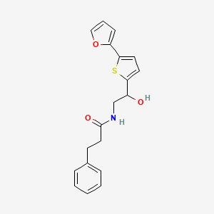 molecular formula C19H19NO3S B12255574 N-{2-[5-(furan-2-yl)thiophen-2-yl]-2-hydroxyethyl}-3-phenylpropanamide 