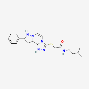 molecular formula C20H28N6OS B12255618 N-(3-methylbutyl)-2-({11-phenyl-3,4,6,9,10-pentaazatricyclo[7.3.0.0^{2,6}]dodeca-1(12),2,4,7,10-pentaen-5-yl}sulfanyl)acetamide 