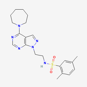 molecular formula C21H28N6O2S B12255747 N-(2-(4-(azepan-1-yl)-1H-pyrazolo[3,4-d]pyrimidin-1-yl)ethyl)-2,5-dimethylbenzenesulfonamide 