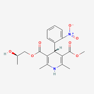 molecular formula C19H22N2O7 B1225575 3,5-Pyridinedicarboxylic acid, 1,4-dihydro-2,6-dimethyl-4-(2-nitrophenyl)-, 2-hydroxypropyl methyl ester, (R*,R*)-(+-)- CAS No. 145594-63-4