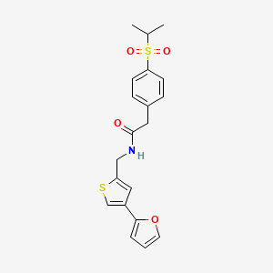 molecular formula C20H21NO4S2 B12255770 N-{[4-(furan-2-yl)thiophen-2-yl]methyl}-2-[4-(propane-2-sulfonyl)phenyl]acetamide 