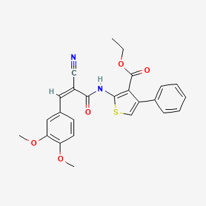 molecular formula C25H22N2O5S B1225588 ethyl 2-[[(Z)-2-cyano-3-(3,4-dimethoxyphenyl)prop-2-enoyl]amino]-4-phenylthiophene-3-carboxylate 