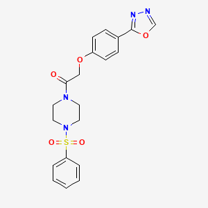 molecular formula C20H20N4O5S B1225590 1-[4-(Benzenesulfonyl)-1-piperazinyl]-2-[4-(1,3,4-oxadiazol-2-yl)phenoxy]ethanone 
