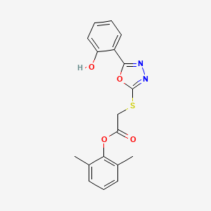 molecular formula C18H16N2O4S B1225592 2-[[2-(6-oxo-1-cyclohexa-2,4-dienylidene)-3H-1,3,4-oxadiazol-5-yl]thio]acetic acid (2,6-dimethylphenyl) ester 