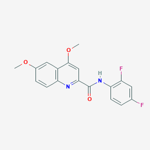 molecular formula C18H14F2N2O3 B12255920 N-(2,4-difluorophenyl)-4,6-dimethoxyquinoline-2-carboxamide 