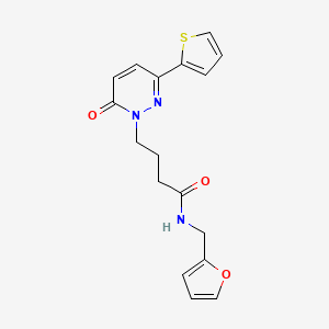 molecular formula C17H17N3O3S B12255931 N-(furan-2-ylmethyl)-4-(6-oxo-3-(thiophen-2-yl)pyridazin-1(6H)-yl)butanamide 