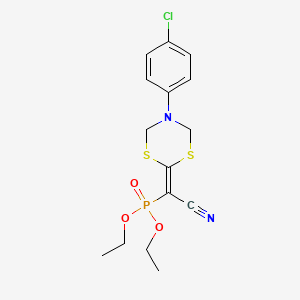 molecular formula C15H18ClN2O3PS2 B1225594 2-[5-(4-Chlorophenyl)-1,3,5-dithiazinan-2-ylidene]-2-diethoxyphosphorylacetonitrile 