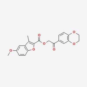 molecular formula C21H18O7 B1225595 5-Methoxy-3-methyl-2-benzofurancarboxylic acid [2-(2,3-dihydro-1,4-benzodioxin-6-yl)-2-oxoethyl] ester 