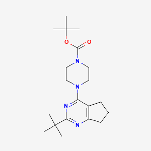 molecular formula C20H32N4O2 B12255956 tert-butyl 4-{2-tert-butyl-5H,6H,7H-cyclopenta[d]pyrimidin-4-yl}piperazine-1-carboxylate 
