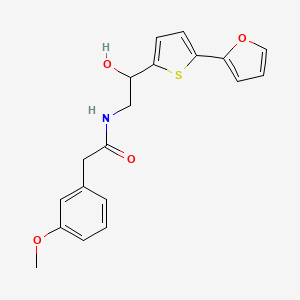 molecular formula C19H19NO4S B12255965 N-{2-[5-(furan-2-yl)thiophen-2-yl]-2-hydroxyethyl}-2-(3-methoxyphenyl)acetamide 