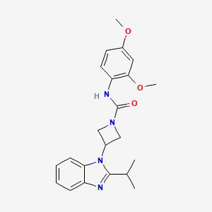 molecular formula C22H26N4O3 B12255990 N-(2,4-dimethoxyphenyl)-3-[2-(propan-2-yl)-1H-1,3-benzodiazol-1-yl]azetidine-1-carboxamide 