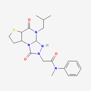 molecular formula C20H27N5O3S B12256041 N-methyl-2-[8-(2-methylpropyl)-7,12-dioxo-5-thia-1,8,10,11-tetraazatricyclo[7.3.0.0^{2,6}]dodeca-2(6),3,9-trien-11-yl]-N-phenylacetamide 