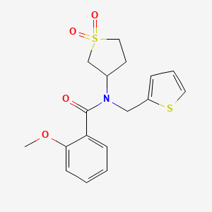 molecular formula C17H19NO4S2 B12256101 N-(1,1-dioxidotetrahydrothiophen-3-yl)-2-methoxy-N-(thiophen-2-ylmethyl)benzamide 