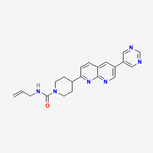molecular formula C21H22N6O B12256145 N-(prop-2-en-1-yl)-4-[6-(pyrimidin-5-yl)-1,8-naphthyridin-2-yl]piperidine-1-carboxamide 