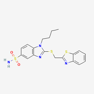 molecular formula C19H20N4O2S3 B1225617 2-(1,3-Benzothiazol-2-ylmethylthio)-1-butyl-5-benzimidazolesulfonamide 
