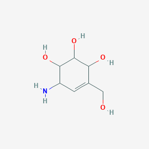 molecular formula C7H13NO4 B1225618 6-Amino-4-(hydroxymethyl)cyclohex-4-ene-1,2,3-triol 