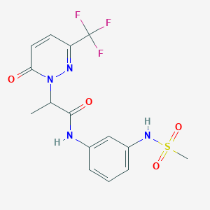 molecular formula C15H15F3N4O4S B12256209 N-(3-methanesulfonamidophenyl)-2-[6-oxo-3-(trifluoromethyl)-1,6-dihydropyridazin-1-yl]propanamide 