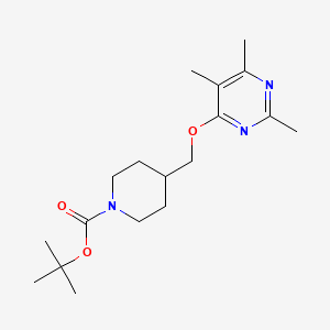molecular formula C18H29N3O3 B12256213 Tert-butyl 4-{[(2,5,6-trimethylpyrimidin-4-yl)oxy]methyl}piperidine-1-carboxylate 