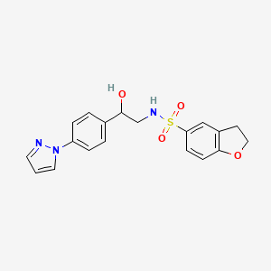 molecular formula C19H19N3O4S B12256228 N-{2-hydroxy-2-[4-(1H-pyrazol-1-yl)phenyl]ethyl}-2,3-dihydro-1-benzofuran-5-sulfonamide 