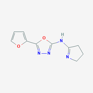 molecular formula C10H10N4O2 B1225624 N-(3,4-dihydro-2H-pyrrol-5-yl)-5-(2-furanyl)-1,3,4-oxadiazol-2-amine 