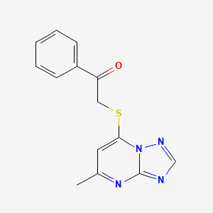 molecular formula C14H12N4OS B12256264 2-[(5-Methyl[1,2,4]triazolo[1,5-a]pyrimidin-7-yl)sulfanyl]-1-phenylethanone 