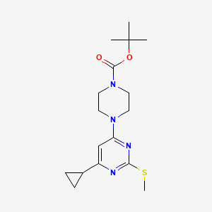 molecular formula C17H26N4O2S B12256307 Tert-butyl 4-[6-cyclopropyl-2-(methylsulfanyl)pyrimidin-4-yl]piperazine-1-carboxylate 