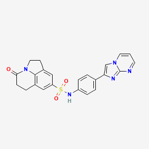 molecular formula C23H19N5O3S B12256376 N-(4-{imidazo[1,2-a]pyrimidin-2-yl}phenyl)-11-oxo-1-azatricyclo[6.3.1.0^{4,12}]dodeca-4,6,8(12)-triene-6-sulfonamide 