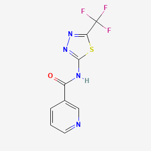 molecular formula C9H5F3N4OS B1225641 N-[5-(trifluoromethyl)-1,3,4-thiadiazol-2-yl]nicotinamide 