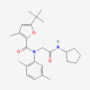 molecular formula C25H34N2O3 B1225643 5-tert-butyl-N-[2-(cyclopentylamino)-2-oxoethyl]-N-(2,5-dimethylphenyl)-3-methyl-2-furancarboxamide 