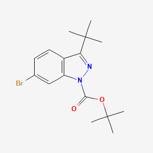 molecular formula C16H21BrN2O2 B12256532 tert-butyl 6-bromo-3-tert-butyl-1H-indazole-1-carboxylate 