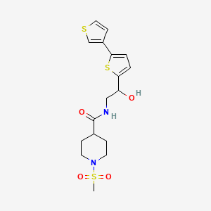 molecular formula C17H22N2O4S3 B12256681 N-(2-{[2,3'-bithiophene]-5-yl}-2-hydroxyethyl)-1-methanesulfonylpiperidine-4-carboxamide 