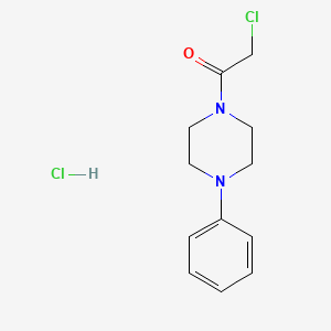 molecular formula C12H16Cl2N2O B12256759 2-Chloro-1-(4-phenylpiperazin-1-yl)ethan-1-one hydrochloride 