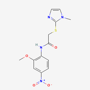 molecular formula C13H14N4O4S B1225683 N-(2-methoxy-4-nitrophenyl)-2-[(1-methyl-2-imidazolyl)thio]acetamide 