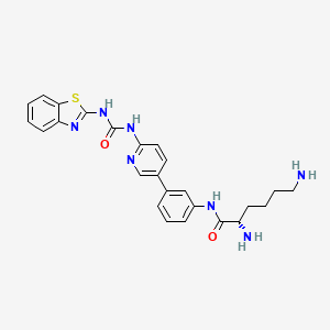 molecular formula C25H27N7O2S B1225695 (2S)-2,6-diamino-N-[3-[6-(1,3-benzothiazol-2-ylcarbamoylamino)-3-pyridyl]phenyl]hexanamide 