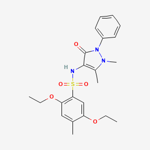 molecular formula C22H27N3O5S B12256951 N-(1,5-dimethyl-3-oxo-2-phenyl-2,3-dihydro-1H-pyrazol-4-yl)-2,5-diethoxy-4-methylbenzene-1-sulfonamide 
