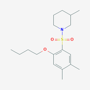 molecular formula C18H29NO3S B12257007 1-(2-Butoxy-4,5-dimethylbenzenesulfonyl)-3-methylpiperidine 