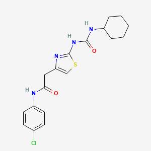 molecular formula C18H21ClN4O2S B12257014 N-(4-chlorophenyl)-2-(2-(3-cyclohexylureido)thiazol-4-yl)acetamide 