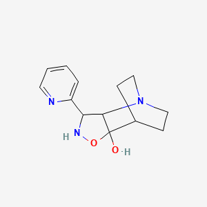 molecular formula C13H17N3O2 B1225705 3-(2-PYRIDYL)-5-OXA-1,4-DIAZATRICYCLO[5.2.2.0~2,6~]UNDECAN-6-OL 