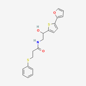 molecular formula C19H19NO3S2 B12257102 N-{2-[5-(furan-2-yl)thiophen-2-yl]-2-hydroxyethyl}-3-(phenylsulfanyl)propanamide 