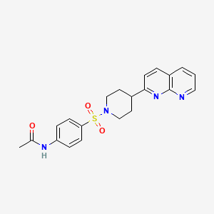 molecular formula C21H22N4O3S B12257109 N-(4-{[4-(1,8-naphthyridin-2-yl)piperidin-1-yl]sulfonyl}phenyl)acetamide 